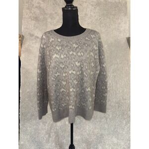Athleta Gray and Cream Crew Neck Sweater